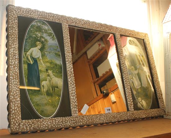 Shell framed mirror(-)